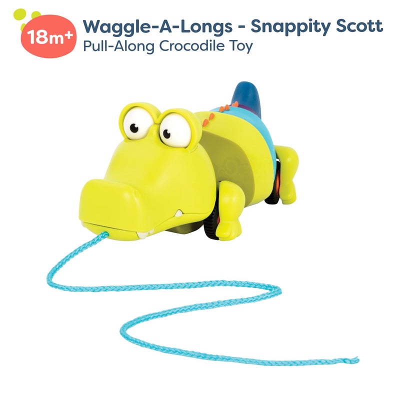 بي. تويز B. Toys - Waggle-A-Longs - لعبة السحب التفاعلية - تمساح الدفع أو السحب - لعبة المشي مع خيط للأطفال الصغار - سنابيتي سكوت - 18 شهرًا - Image 5